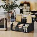 YINMIT Coffee Station Organizer for Countertop, Wood Coffee Bar Organizer with Removable Dividers for Pods, Syrup, Cups, Stirrer, Tea - Office Bar Accessories, Iron Wire-Black