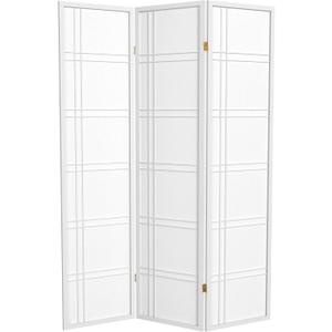 Red Lantern 6 ft. Tall Double Cross Shoji Screen - White - 3 Panels