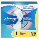 Always Infinity FlexFoam Pads for Women Size 1 Regular Absorbency, 72 Count with Wings, Unscented, 36 Count 