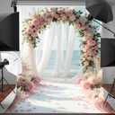 5X7FT Flowers Backdrops Pink Rose Flowers Background for Seaside Wedding Birthday Dessert Cake Table Decoration Vinyl