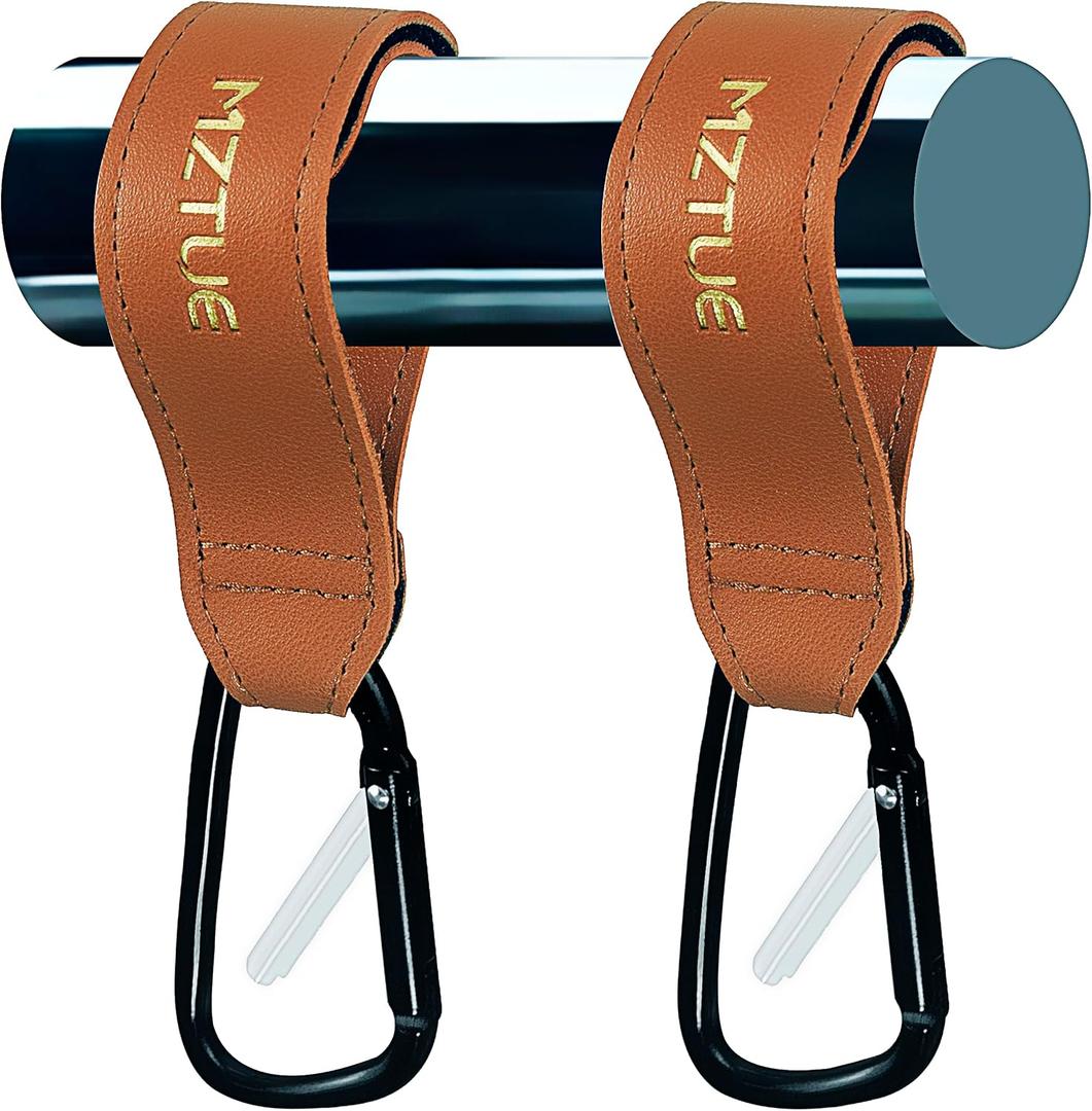 Adjustable Walker Hooks, Easy Install Anti-Drop Hooks for Stroller, Wheelchair, Scooter, Cane, Rollator, Rolling Cart, Luggage Straps, 2Pcs BRN