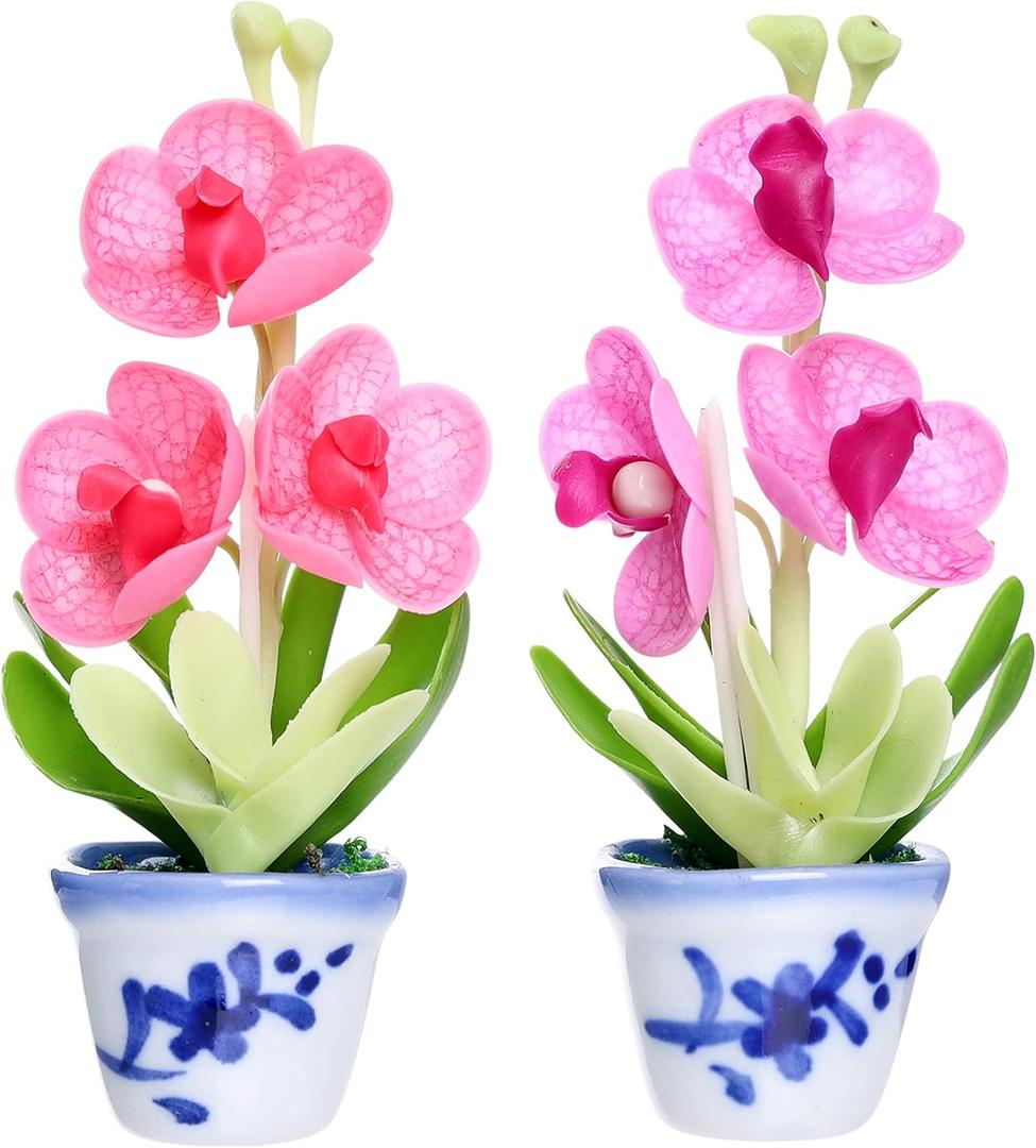 Vanda Orchid Flowers Refrigerator Magnets 3D Artificial Plants Pink and Purple Color Japanese Clay Strong Magnetic Fridge Decoration Home & Office, Set of 2, 1 x 4 x 1.5 inch