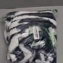 FUTEI Navy Blue White Decorative Throw Pillow Covers 24x24 Inch Set of 2, Soft Tie-Dye Faux Rabbit Fur Striped Texture European Cushion Covers, Modern Home Decor for Couch Bed Living Room