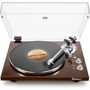 Belt Drive Turntable for Vinyl Record Player,Connect with Bluetooth Speakers or Active Speaker,Built-in Phono Pre-amp,USB Digital Output, Magnetic Cartridge,High-Gloss Wood Design(Brown)