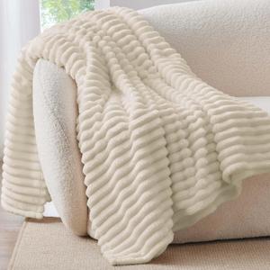 BEDELITE Fleece Throw Blanket for Couch, 300GSM Soft & Warm Fluffy Twin Blanket, Decorative and Giftable Striped Beige Blankets for Women, Men, 50"x65" BEDELITE Fleece Throw Blanket for Couch, 300GSM Soft & Warm Fluffy Twin Blanket, Decorative and Giftable Striped Beige Blankets for Women, Men, 50"x65"