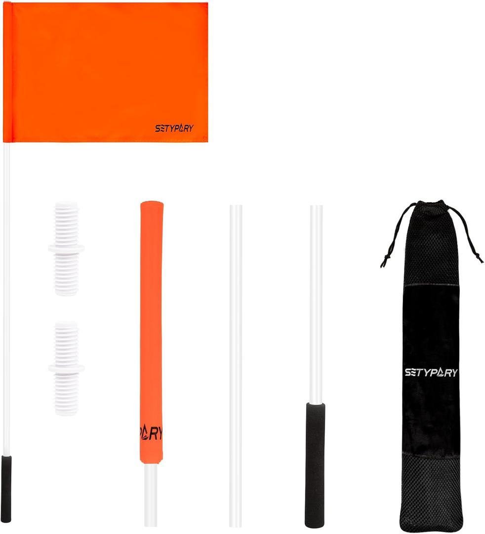 48 Inch Orange Boat Flag with 3 Section Pole, Floating Skier Down Flag for Boating, Towing, Watersports