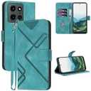 JHWVVTF for Moto G 2025 Case Wallet, Card Holder Leather Kick-Stand, Wrist Strap, Magnetic Closure, Shockproof Protective Pattern Flip Cases Cover for Moto G - 2025 (Green)