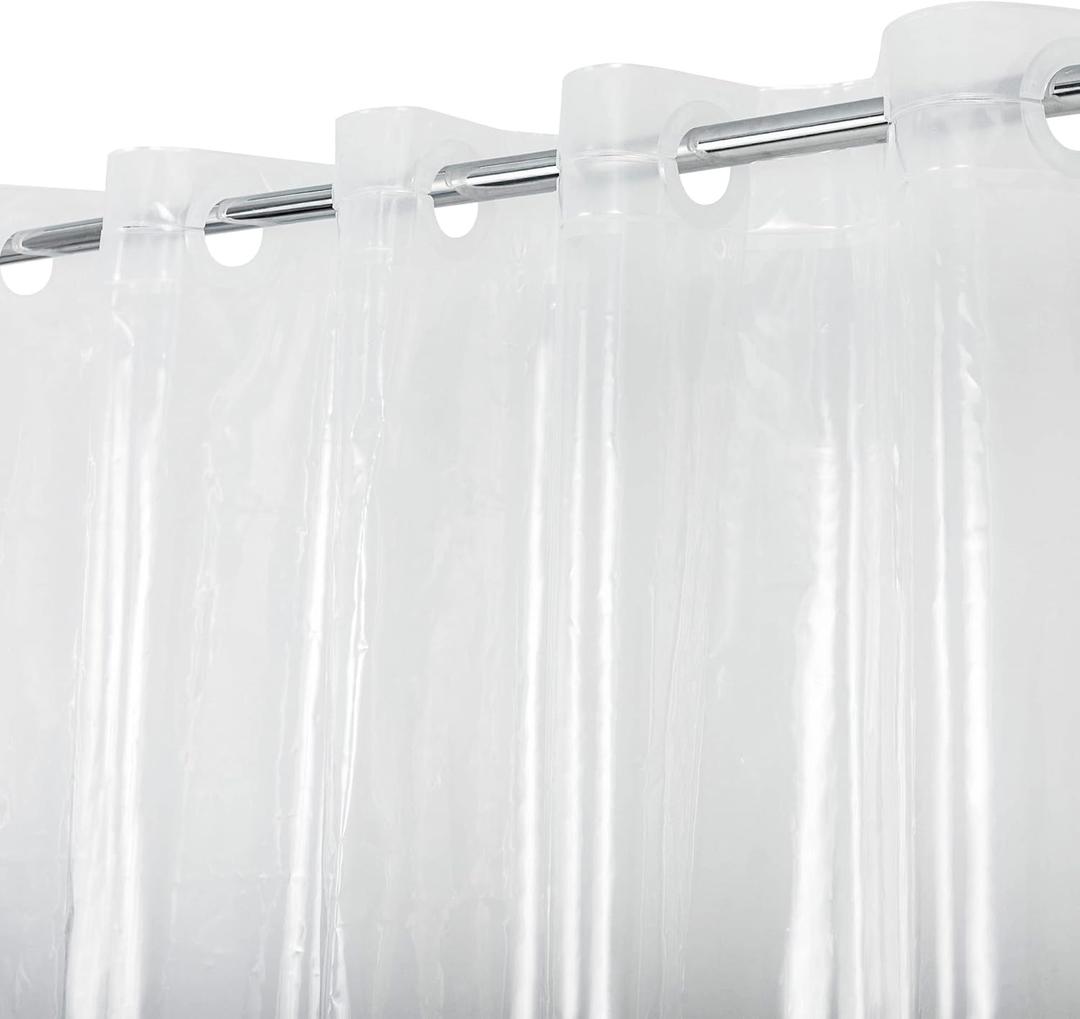 No Hook PEVA Shower Curtain or Liner - 8G Heavy Duty Clear Bathroom Shower Curtain No Hooks Required, Waterproof Plastic & PVC Free, Standard Size 71 x 74, Clear