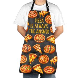 JXGZSO Pizza Cooking Apron - Is Always The Answer Pizzeria Apron With Pocket - Italian Pizza Lover Gift Chef Apron
