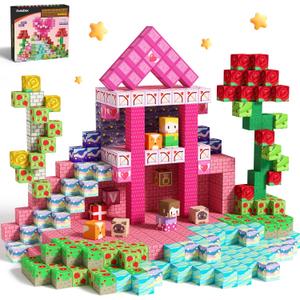 GobiDex 100PCS Magnetic Blocks Princess Building Toys for Girls Age 3+, Game-Based Build MagWonder with STEM Magnet Construction Set, Sensory Gifts for Kids Birthday (1 inch)