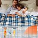 Heated Electric Blanket Queen Size, 84X90 Heating Blanket Queen with Dual Control&10 Heats Levels&Timer for Bed,Blue Plaid Sherpa Soft Blankets Warmer Gift for Grandma Women Adults, Washable