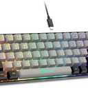 65% Gaming Keyboard, Wired Backlit Mini Keyboard, Ultra-Compact Anti-Ghosting No-Conflict 68 Keys Membrane Gaming Wired Keyboard for PC Laptop Windows Gamer (Grey-Black)