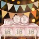18th Birthday Decorations for Girls,61Pcs Rose Gold 18th Birthday Decorations Tableware Include 18th Birthday Plates and Napkins,Tablecloth,Forks,Serve 20