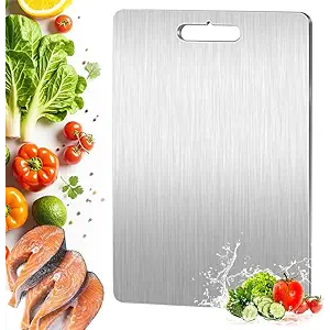 Titanium Cutting Board for Kitchen,18x12 IN Non Toxic Chopping Board, Double-Sided Cutting Board, Food Grade Scratch-resistant for Meat/Fruit/Vegetable for Camping, Dishwasher Safe