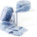 MAYREEL 1 Inch Dusty Blue Crushed Velvet Ribbon Frayed Edge Hand Torn Fringe for Bridal Bouquets Invitations Vow Books Gift Baskets Hair Bows 6 Yards