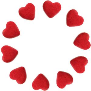 Heart Shape Felt Wool Beads Balls Pom Pom Handmade DIY for Craft Dream Catcher Baby Mobile Pompom Home Decor Nursery Party Props (Red 30mm 10pcs)