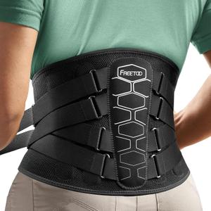 FREETOO Back Brace for Lower Back Pain Relief with Pulley System,Lumbar Support Belt for Men & Women with Lumbar Pad, Ergonomic Design and Soft Breathable 3D Knit Material,for Herniated Disc,Sciatica (Large (Waist: 40.547.2 Inch))