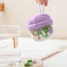 Pill Organizer,Pill Dispenser with 7 Large Compartments,Portable Pill Box for Travel, Anti-Mix Design & Wide Opening Design, Easy Access to Vitamin Dispenser, Includes 20 Blank Stickers(Purple)