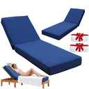 UFavo Home Outdoor Chaise Lounge Cushion 72"x21"x6", Waterproof 6" Extra Thickness Lounge Cushion with Removable Cover, Patio Lounge Chair Cushions Set of 2 for Outdoor Furniture, Navy Blue