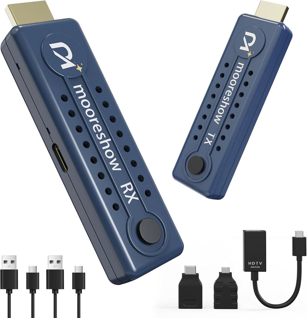 Wireless HDMI Transmitter and Receiver 328FT/100M,4K Decode 1080P@60Hz Wireless HDMI Extender,Plug and Play Portable 2.4G&5G Dual Band for Streaming Video and Audio to Monitor from Laptop/TV Box