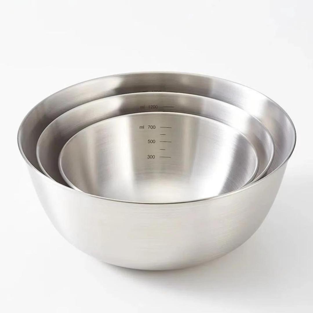 Stainless Steel Mixing Bowls-3 Packs Small Thicker Stainless Steel Flat Bottom Mixing Bowls Set, Home, Refrigerator, and Kitchen Food Storage Organizers (Set 1)