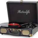Vinyl Record Player 3Speed Bluetooth Suitcase Portable BeltDriven Record Player with Builtin Speakers RCA Line Out AUX in Headphone Jack Vintage Turntable