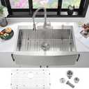 33x22 Stainless Steel Drop In Farmhouse Sink Single Bowl deep Sinks | 33 Inch Farmhouse Sink Drop In 16 Gauge Kitchen Farmhouse Sink Apron Front Farm Sinks Top Mount Kitchen Sink With Grid
