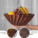 Folkulture Natural Ribbed Salad Bowl | 11 Large Mango Wood Serving Bowl for Salad, Fruit & Pasta | Decorative Wooden Bowl for Kitchen Island, Dining Table & Entertaining