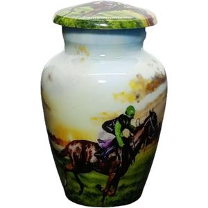 Playing Horse Keepsake Cremation Urn for Human Ashes with Velvet Box and Velvet Bag-Mini Keepsake Urn (3 cu.in)