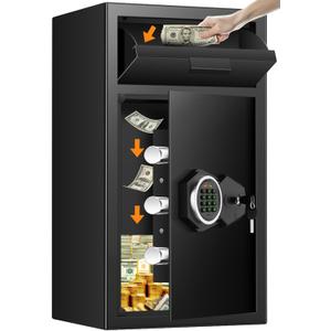 5.8 Cuft Commercial Depository Drop Safe for Business, Anti-theft Cash Safe Box with Drop Slot, Digital Combination Lock and Spare Keys, Heavy Duty Cash Drop Safes for Business Retail Bar Food Trucks