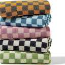 Madi-Cadi Hand Towels 5 Pack - Cotton Face Towels Soft, Absorbent, and Decorative Checkered Design for Bathroom, Kitchen, Gym, and Spa - 13 x 29 Inches for Any Occasion