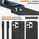 SHIELDON Case for iPhone 15 Pro, Genuine Leather Detachable Wallet Wireless Charging Folio Magnetic Kickstand RFID Blocking Card Slots Shockproof Case Compatible with iPhone 15 Pro 6.1" - Black