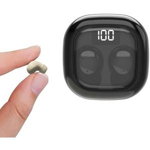 Omukouke Sleep Earbuds for Side Sleepers,Low Profile Micro Tiny Discreet Hidden Earbuds for Work,Hidden Headset for Small Ears,with Mic for Phone,25 Hours Playback, Clear Call (Black)