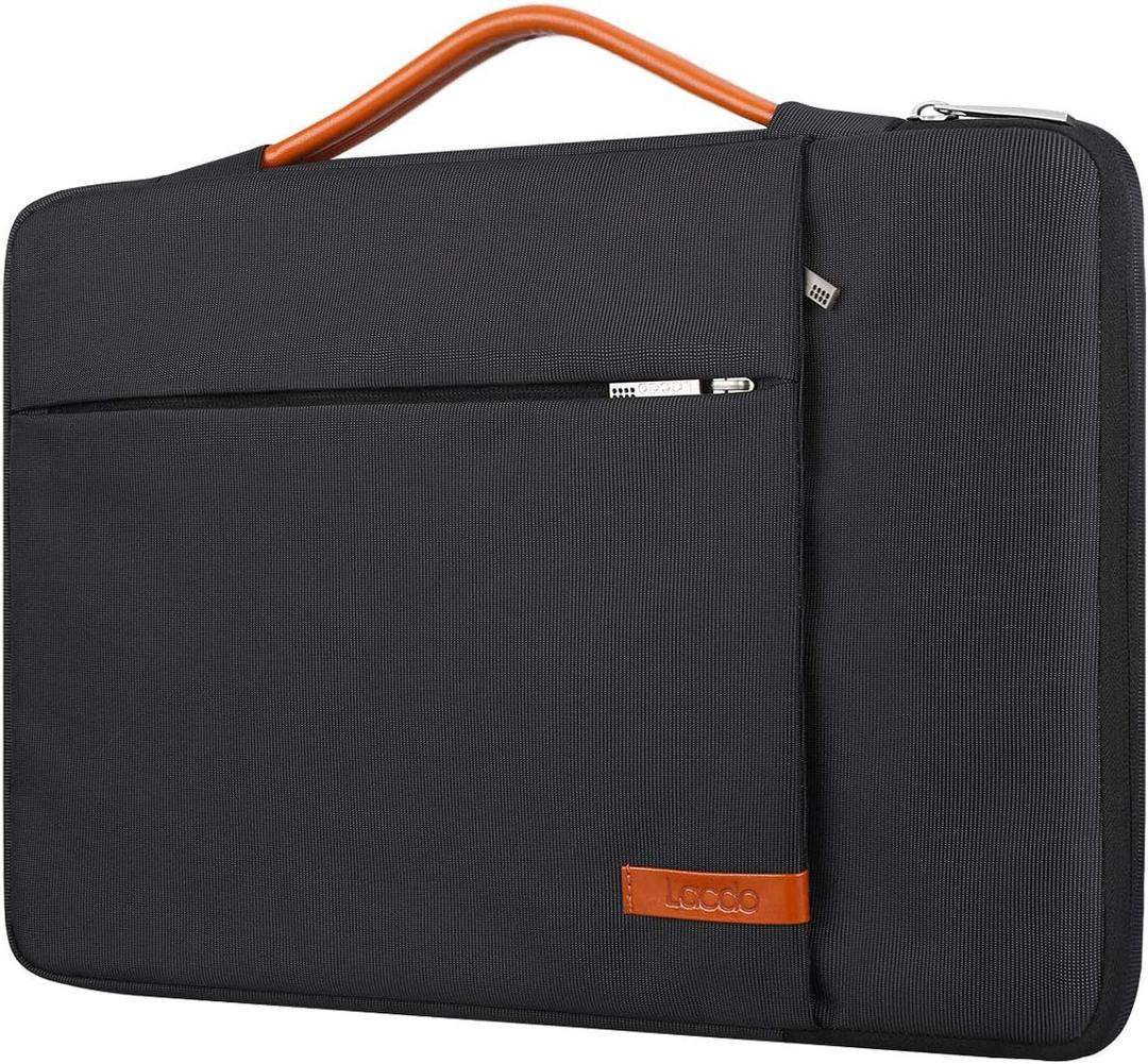 Lacdo 360 Protective Laptop Sleeve Case for 15 inch New MacBook Air M4 A3241 2025, M3 A3114, M2 A2941 2024-2023, 15 inch MacBook Pro A1990 A1707, Dell XPS 15 Plus Computer Bag, Water-Resistant, Black (New MacBook Air 15 Inch)