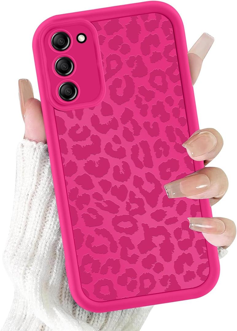 Cute Cheetah Print Phone Case for Samsung Galaxy S23 5G Case 6.1", Aesthetic Luxury Rose Red Leopard Pattern Design Cover Shockproof Soft TPU Full Camera Lens Protective Funda for Women Girls