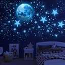 Glow in The Dark Stars for Ceiling,Glow in The Dark Stars and Moon Wall Decals,Ceiling Stars Glow in The Dark Kids Wall Decors Perfect for Kids Nursery Bedroom Living Room