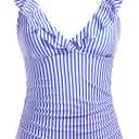 Yonique Women's Tankini Top Only Tummy Control Bathing Suit Top Ruffle Swimsuit Top V Neck Swim Tank Top No Bottom, Size XL