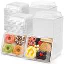 Hiceeden Set of 100 Sandwich Boxes with Clear Lids, White Paper Charcuterie Boxes, 5" Square Dessert Cake Boxes Food Grade for Swiss Roll, Hamburger, Pasta, Salad, Cookie