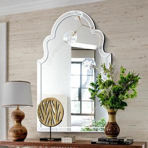 Large Arched Wall Mirrors for Living Room, 31.5"x47.2" Scalloped Bathroom Mirror with Beveled Glass Frame, Bathroom, Bedroom or Entryway