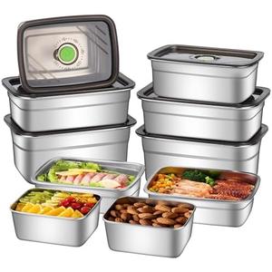GIUOIDUO 10-Piece Stainless Steel Food Storage Container Set with Airtight Lids - Durable, Eco-Friendly Kitchen Organizers for Freshness & Convenience，Pantry, Dishwasher Safe (Various Sizes)