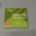 Rabenda 12 Pcs Rug Tape, Non Slip Rug Pads Grippers for Hardwood Floors and Tiles, Reusable Carpet Tape for Area Rugs, Double-Sided Adhesive Rug Stickers Keep Corners Flat (Black)