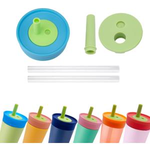 2Pack Silicone Straw Replacement for Owala Water Bottle & Tumbler, Leak-Proof Food Grade Kids Straw, Removable Replacement Lid Part, Dish Washer Safe, Make Kids Love Drinking (Light Green)