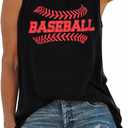 Baseball Tank Top Women Heart Print Baseball Tanks Workout Graphic Vest Top (Gray, L)