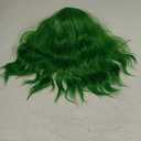 Green Bob Wig - Short Curly Wavy Wig with Bangs, Shoulder Length, Synthetic, Cosplay & Party Wigs, 14 inches