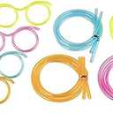 Silly Straw Glasses - 12-Pack Flexible Drinking Straw Novelty Eyeglass Frame, Bar Accessories, for Birthdays, Bridal Showers, Party Supplies, Favors, Game Ideas, 4 Assorted Colors
