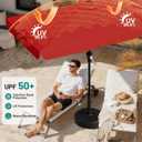 AreShark 6.5 x 10 FT Rectangular Valance Patio Umbrella, Outdoor Umbrella with Tilt and Crank, Market Table Umbrellas W/ 6 Ribs UV Protection for Garden, Deck, Backyard and Pool, Red