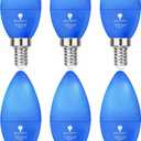 6 Pack BlueX LED Blue Light Bulb - 4W (40Watt Equivalent) - E12 Base Blue LED Bulb, Party Decoration, Porch, Home Lighting, Holiday Lighting, Chandelier Light Bulbs, Candelabra Bulbs