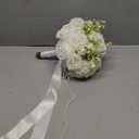 Wowagoga 12 Inch Wedding Bouquet with Pearl Crystals Ribbons,Artificial Rose Flower for Bride Bridesmaids Artificial Fake Flowers Fake Flowers Toss Bouquet for Wedding Party Church(White)