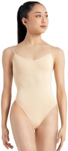 Capezio Women's Camisole Leotard with Clear Transition Straps, Nude, Large