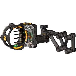 Trophy Ridge React H4 Bow Sight - 4 Pin Sight, Tool Less Windage and Elevation Adustability, 2nd Axis Leveling, Adjustable Click Light (0.019)